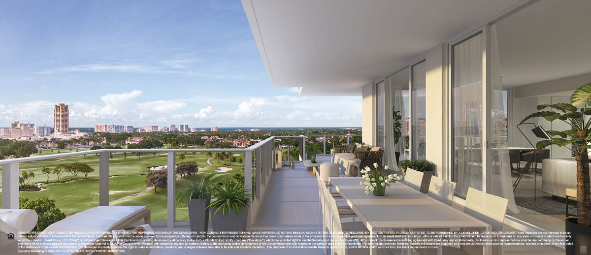 Alina 200 SE Mizner Blvd Boca Raton FL 33432 luxury condos for sale balcony view rendering on 091818